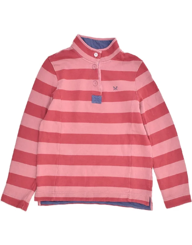 Shop and Save CREW CLOTHING Womens Button Neck Sweatshirt Jumper UK 12 Medium Pink