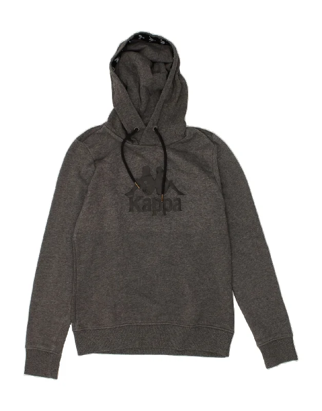 Warehouse Sale KAPPA Womens Graphic Hoodie Jumper UK 10 Small Grey Cotton