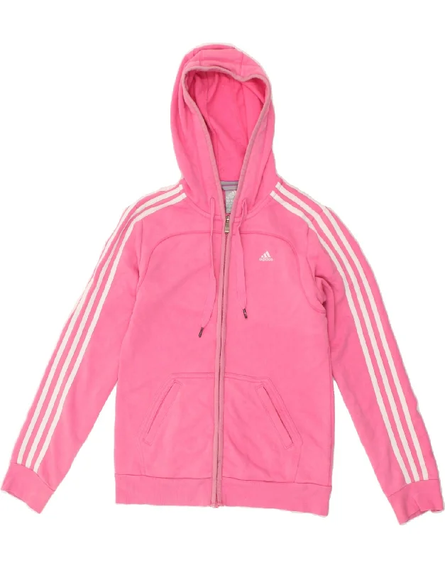 Online Specials ADIDAS Womens Zip Hoodie Sweater UK 8/10 Small Pink Cotton
