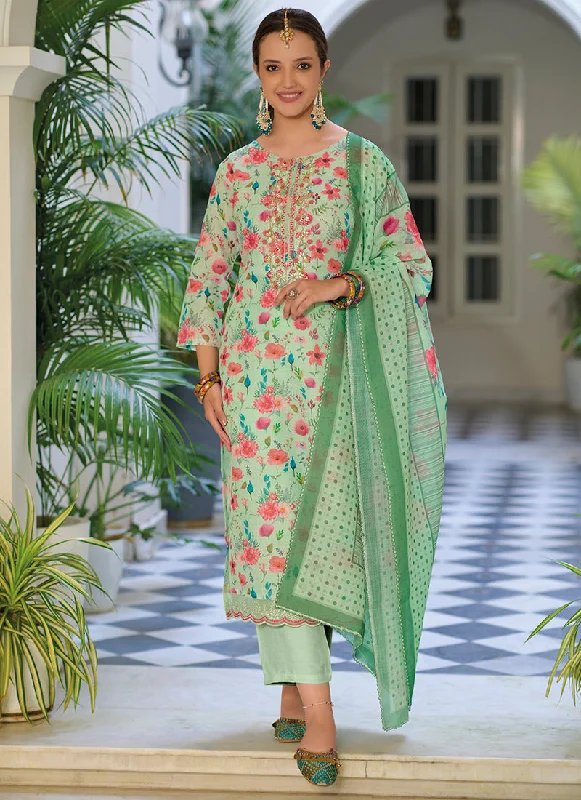 Unbeatable Prices Green Floral Gota Patti Embroidered Salwar Kameez