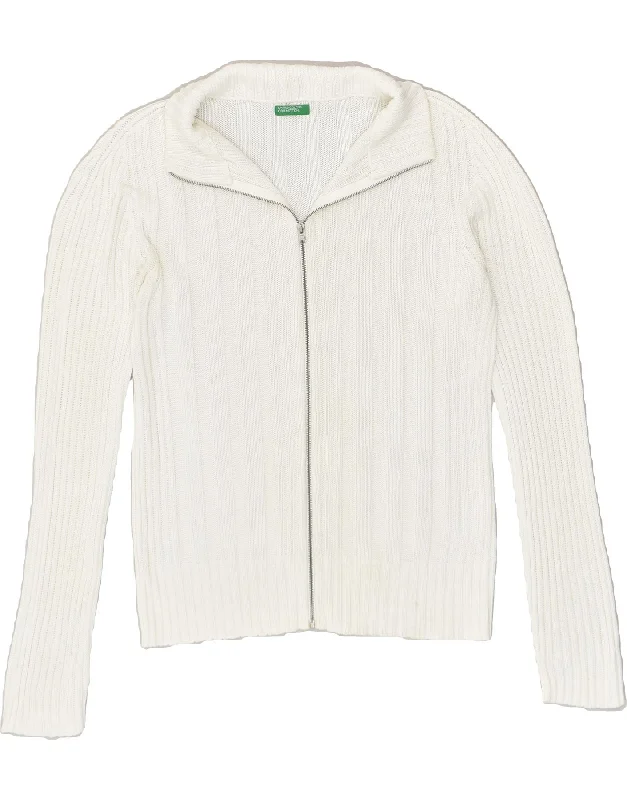 Deal Mania BENETTON Womens Cardigan Sweater UK 16 Large White Cotton