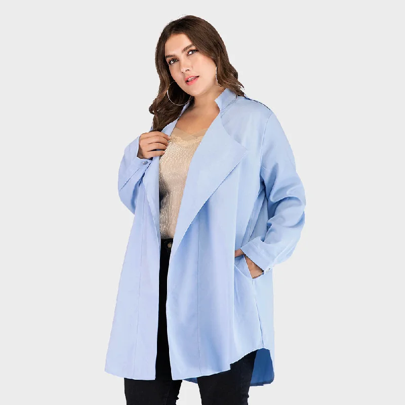 Super Deal Women Basic Elegannt Lapel Cardigan Thin Temperament Long-Sleeved Solid Color Jacket