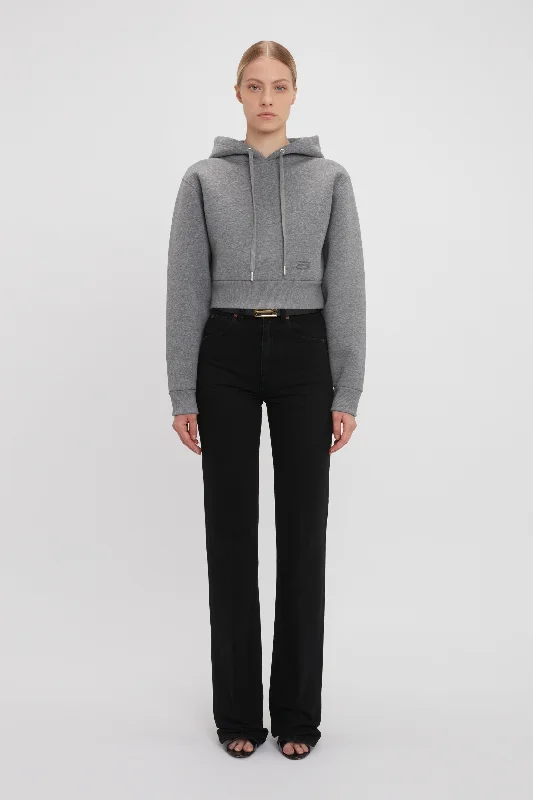 Special Price Cropped Structured Hoodie In Grey Marl
