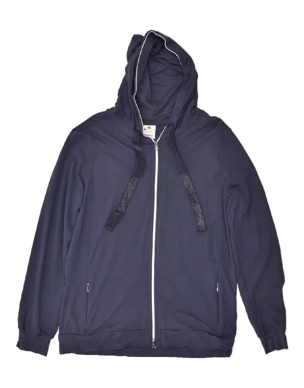 Hurry In CHAMPION Womens Zip Hoodie Sweater UK 20 2XL Navy Blue Cotton