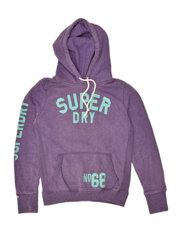 Quick Sale SUPERDRY Womens Graphic Hoodie Jumper UK 14 Large Purple Cotton