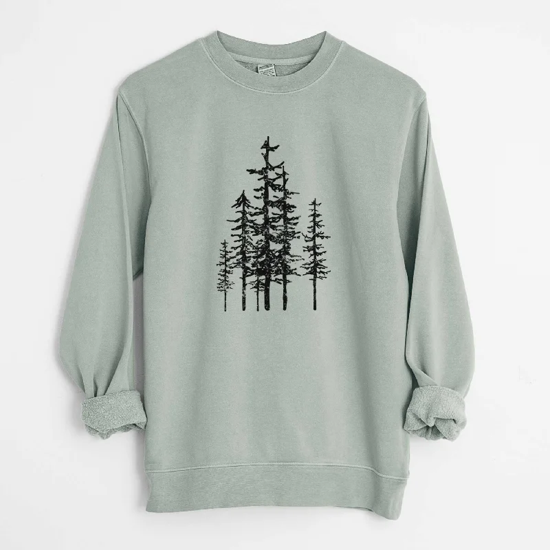 Final Sale Evergreen Trees - Unisex Pigment Dyed Crew Sweatshirt