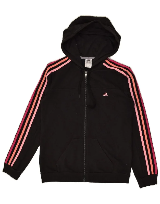 Today’s Deal ADIDAS Womens Zip Hoodie Sweater UK 8/10 Small Black Cotton