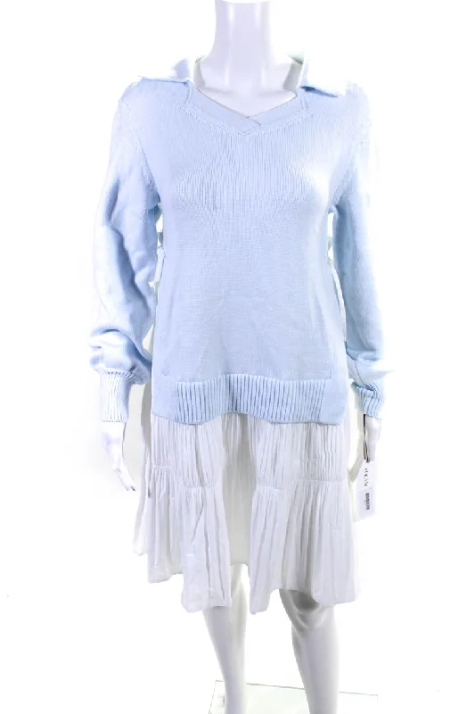 YEAR-End Sale Adeam Womens Aster Knit Dress Ice Blue